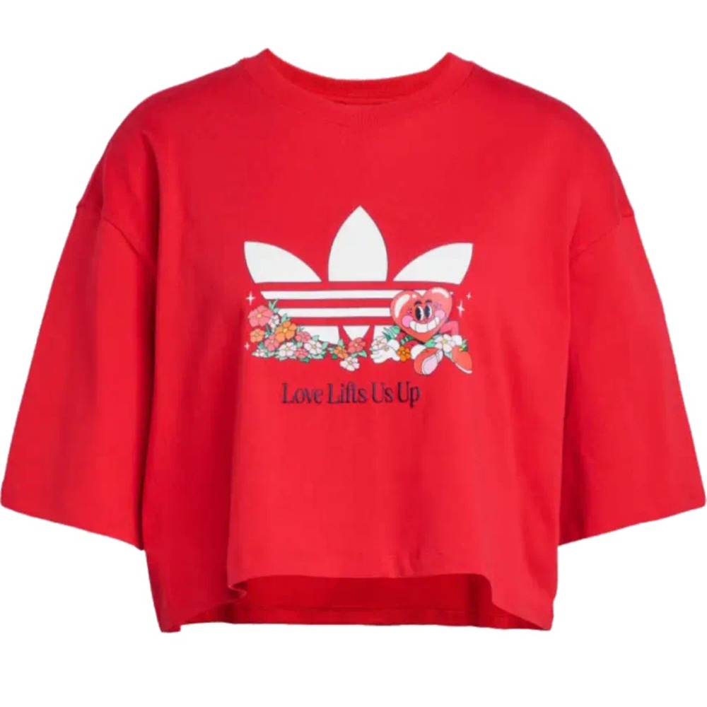 Adidas Cropped T Shirt - Red